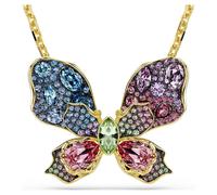 Idyllia pendant and brooch, Mixed cuts, Pavé, Butterfly, Multicoloured, 18K gold finish