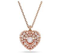 Idyllia pendant, Crystal pearl, Heart, White, Rose gold-tone plated