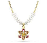 Idyllia pendant, Crystal pearl, Mixed cuts, Flower, Multicoloured, Gold-tone plated