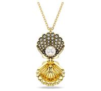 Idyllia pendant, Crystal pearl, Shell, White, 18K gold finish