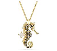 Idyllia pendant, Crystal pearls, Seahorse, White, Gold-tone plated