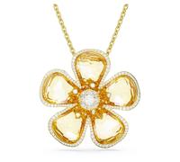 Idyllia pendant, Flower, Large, Yellow, Gold-tone plated