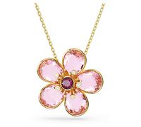 Idyllia pendant, Flower, Small, Pink, Gold-tone plated