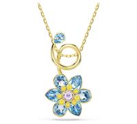Idyllia pendant, Mixed cuts, Flower, Blue, 18K gold finish