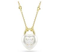 Idyllia pendant, Mixed cuts, Heart, White, 18K gold finish