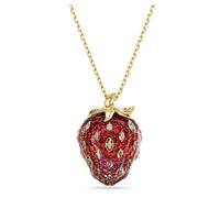 Idyllia pendant, Mixed cuts, Strawberry, Red, Gold-tone plated