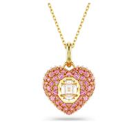 Swarovski Hyperbola pendant, Octagon cut, Crystal pearls, Heart, Pink, Gold-tone plated