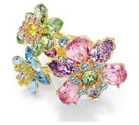 Idyllia ring, Mixed cuts, Flower, Multicoloured, Gold-tone plated