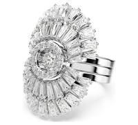 Idyllia ring, Set (3), Mixed cuts, Shell, White, Rhodium plated