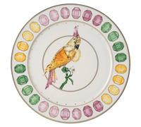 Idyllia service plate, Porcelain, Crystal print motif, cockatoo, Multicoloured