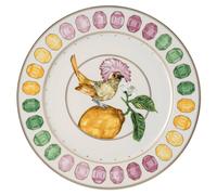 Idyllia service plate, Porcelain, Crystal print motif, flycatcher, Multicoloured