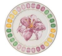 Idyllia service plate, Porcelain, Crystal print motif, lily, Multicoloured