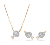 Idyllia set, Mixed cuts, Heart with arrow, White, 18K rose gold finish