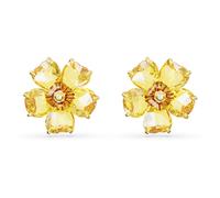Idyllia stud earrings, Flower, Yellow, Gold-tone plated