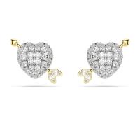 Idyllia stud earrings, Mixed cuts, Heart with arrow, White, Mixed metal finish