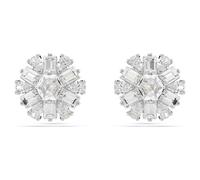 Swarovski Idyllia stud earrings, Mixed cuts, Snowflake, White, Rhodium plated