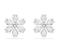 Idyllia stud earrings, Mixed cuts, Snowflake, White, Rhodium plated