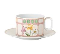 Idyllia teacup with saucer, Porcelain, Crystal print motif, bouquet, Multicoloured
