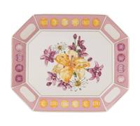 Idyllia tray, Porcelain, Crystal print motif, flower, Large, Pink