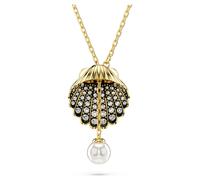 Swarovski Idyllia Y pendant, Crystal pearl, Shell, White, Gold-tone plated