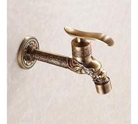 Idyllic Bronze Twist Base Carved Appearance Kitchen Faucet Bathroom Washing Machine Single Handle Single Control Faucet Cold and Hot Water Mixer Single Connection,A