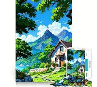 Idyllic Countryside Cottage Landscape 1000 Pieces Jigsaw Puzzles for Adults Focus Train Fade Resist Home Enjoyable Santa Present (38x52cm)