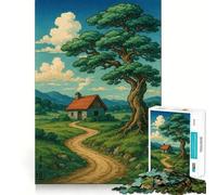 Idyllic Countryside Cottage with Large Tree 1000 Piece Jigsaw Puzzle for Teenagers Logic Fun High Def Print Home Enjoyable Ideal Decor (50x75cm)