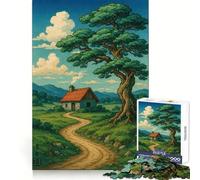 Idyllic Countryside Cottage with Large Tree 1000 Piece Jigsaw Puzzle for Teenagers Logic Fun High Def Print Home Enjoyable Ideal Decor (50x75cm)