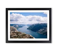 Idyllic Lake and Mountain Landscape No.2 Modern Framed Wall Art Print, Ready to Hang Picture for Living Room Bedroom Home Office Décor, Black A2 (64 x 46 cm)