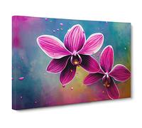 Idyllic Orchid Flowers Canvas Print | Gallery Wrapped 30mm Frame Wall Art | 30x20 inches | Ready to Hang | Abstract Floral Picture | Living Room Bedroom Lounge Office