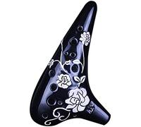 Idyllic Rose-relief Submarine-shaped Ocarina, Beginner's 12 Hole Alto C Flute Instrument, Artwork, Cloth Bag + Cleaning Stick + Mouthpiece Protector,Black,18 * 10 * 5cm