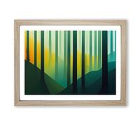 Idyllic Summer Forest Abstract Framed Print | A2 Oak Framed Wall Art | Ready to Hang | Abstract Landscape Picture | Living Room Bedroom Lounge Office