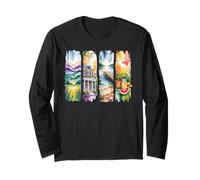 Idyllic Watercolor Summer Landscape Scenes Long Sleeve T-Shirt
