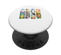Idyllic Watercolor Summer Landscape Scenes PopSockets Adhesive PopGrip