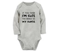 iDzn Babies If You Think I'm Cute You Should See My Auntie Funny Romper Newborn Baby Bodysuit Toddler Long One-Piece Outfits