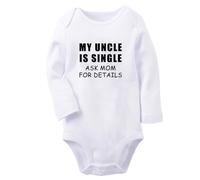 iDzn Babies My Uncle Is Single Ask Mom For Details Funny Romper Baby Bodysuit Newborn Infant Jumpsuit Long One-Piece Outfits
