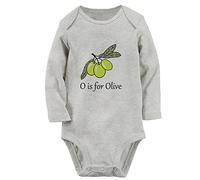 iDzn Babies O is for Olive Funny Romper Newborn Baby Bodysuit Infant Cute Jumpsuit Toddler Kids Long One-Piece Outfits