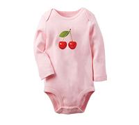 iDzn Fruit Cherry Cute Novelty Rompers, Newborn Baby Bodysuits, Infant Graphic Jumpsuits, 0-12 Months Kids Toddler Long Sleeves One-Piece Outfits