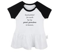 iDzn Hand Picked for Earth by My Great Grandma in Heaven Funny Dresses for Babies, Newborn Baby Princess Dress Ruffle Skirts