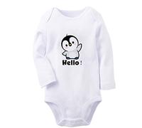 iDzn Hello Funny Romper, Animal Penguin Pattern Jumpsuits, Newborn Baby Bodysuits, Infant Clothes, Toddler Kids Long One-Piece Outfits