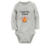 iDzn I Love You S'more Bonfire Marshmallows Funny Romper, Newborn Baby Bodysuits, Infant Jumpsuits, Kids Long Sleeve One-Piece Outfits