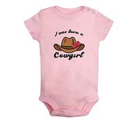 iDzn I Was Born A Cowgirl Cowboy Funny Rompers, Newborn Baby Bodysuit, Infant Jumpsuit, 0-24 Months Babies One-Piece Outfits