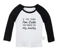 iDzn If You Think I'm Cute You Should See My Daddy Funny T Shirt for Baby, Newborn Babies T-Shirts, Infant Tops Graphic Tees