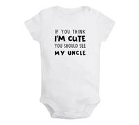 iDzn If You Think I'm Cute You Should See My Uncle Novelty Romper, Newborn Baby Bodysuits Jumpsuit Babies One-Piece Outfits
