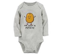 iDzn I'm Just A Potato Funny Romper Baby Unisex Bodysuits Newborn Jumpsuits 0-24 Months Kids Clothes Infant Long Outfits