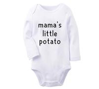 iDzn Mama's little potato Funny Romper Baby Unisex Bodysuit Newborn Infant Jumpsuit Kids Cotton Clothes Graphic Long Outfits