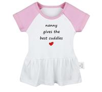 iDzn Nanny Gives The Best Cuddles Funny Dresses for Babies, Newborn Baby Girls Princess Dress, Toddler Infant Ruffles Skirts