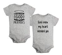 iDzn Pack of 2, God knew my heart needed you & I am Proof God Answers Prayers Funny Romper Baby Bodysuit Infant Kids Jumpsuit