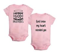 iDzn Pack of 2, God knew my heart needed you & I am Proof God Answers Prayers Funny Romper Baby Bodysuit Infant Kids Jumpsuit