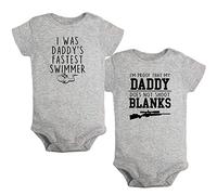 iDzn Pack of 2, I was Daddy's Fastest Swimmer & I'm Proof That My Daddy Doesn't Shot Blanks Romper Baby Bodysuit Kids Jumpsuit Infant Funny One-Piece Outfits